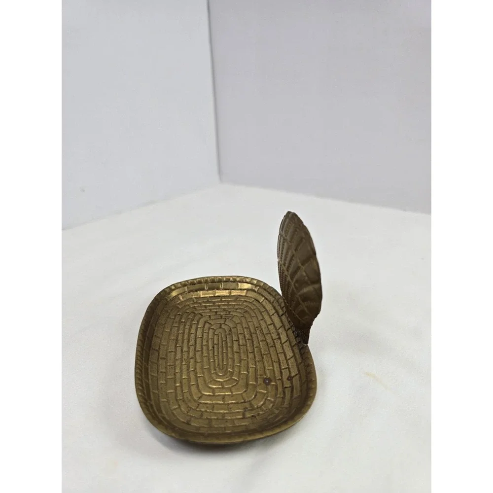 Vintage Brass Seashell Soap Dish Trinket Tray Coastal Nautical Decor 5 Inch